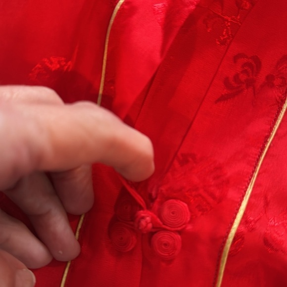Vintage Chinese red pajamas with embroidery. - Picture 14 of 14